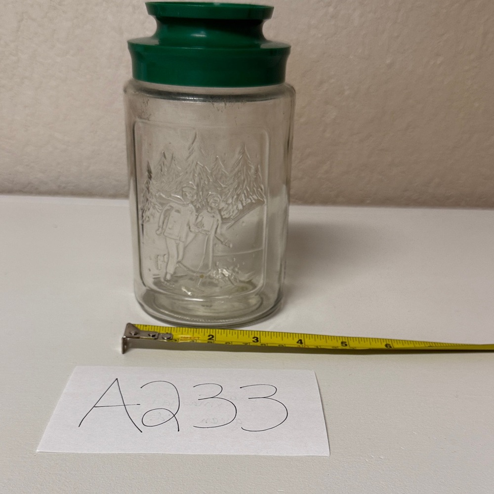 Vintage Green and Clear Holiday Jar